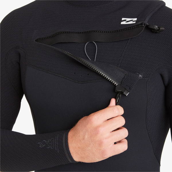 2024 Billabong Mænd Furnace Comp 4/3mm Chest Zip Våddragt Abyw100179 - Sort